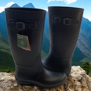 Kamik Black Waterproof Rain Boots Tall Womens Sz 8 NWT